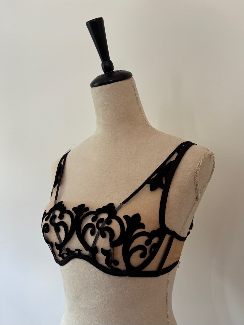 Agent Provocateur Hailey Balconette Black Appliqué Sheer Bra